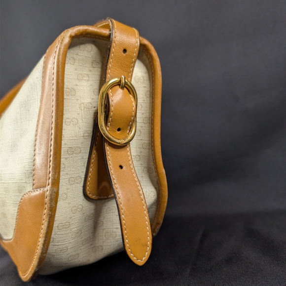 Vintage Gucci Tan and Cream Women's Shoulder Bag - Picture 15 of 16